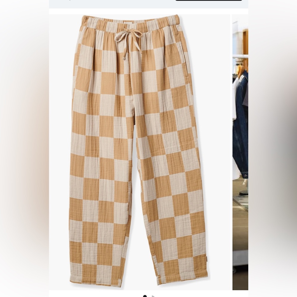 Brixton Mykonos Checkered Tan and White Pants